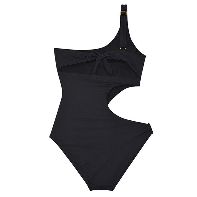 Sexy One Piece Single Shoulder Swimsuit Lady 2023 Monokini Solid Cut Out Swimwear Women Swimsuits Bath Suit Koren Style