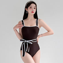 Load image into Gallery viewer, Sexy One Piece Solid Swimsuit Women Belt Swimwear Monokini Korea Bathing Suit Removable Pad Beach Wear