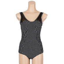 Load image into Gallery viewer, Sexy One Piece Swimsuit Women Plaid Swimwear Open Back Monokini Mesh Shoulder Bathing Suit Removable Pad Beach Wear