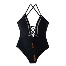 Load image into Gallery viewer, Sexy One Piece Swimsuit Women Solid Swimwear Bandage String Monokini Korea Bathing Suit Padded Beach Wear Open Back