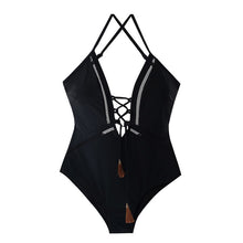 Load image into Gallery viewer, Sexy One Piece Swimsuit Women Solid Swimwear Bandage String Monokini Korea Bathing Suit Padded Beach Wear Open Back