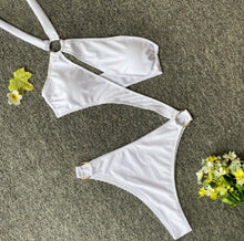 Load image into Gallery viewer, Sexy One Piece White Swimsuit Women Hollow Out Micro Bikini Plus Size Halter Swimwear Thong Backless Swimming Bathing Suit Beach