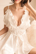 Load image into Gallery viewer, Sexy Openwork Embroidered Silk Silky Sling Home Service Harness Nightdress Womens Nightgown Sleepwear Ropa Para Dormir Mujer