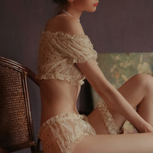 Load image into Gallery viewer, Sexy Pajamas Bra Short Sleeve Tops Shorts Lingerie Set for Women Gauze Printed Flower Kawaii Lingerie Home Clothes Sleepwear