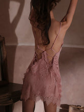 Load image into Gallery viewer, Sexy Pajamas Female Sexy Sleepwear Lace Chest Pad French Sweet Temptation Ice Silk Suspender Nightdress Dropshipping