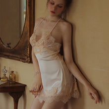 Load image into Gallery viewer, Sexy Pajamas Hot Lace Split Beauty Back Nightdress Dream Blue Luxury Suspenders Female Silky Dress with Panty Dressing Gowns