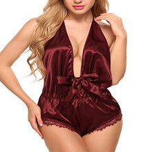 Load image into Gallery viewer, Sexy Pajamas Sets For Women Fashion Lace Satin Pijama Pajama Cami Top+Shorts Nightwear Sexy Lingerie Pajamas Sleepwear Women