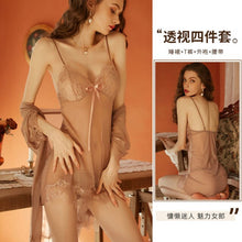 Load image into Gallery viewer, Sexy Pajamas Women Deep V Perspective Nylon Mesh Sling Bathrobe Suit Lingerie Erotic Plus Size  Exotic Sexycostumes for Sex