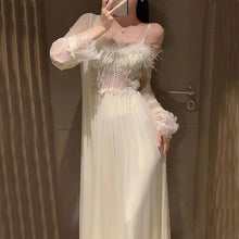 Load image into Gallery viewer, Sexy Pajamas Women&#39;S Feather Suspender Nightdress Ladies Spring And Summer Ice Silk Thin Halter Home Service Can Be Worn Outside