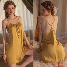 Load image into Gallery viewer, Sexy Pajamas Women Summer Satin Sleepwear Lace Night Dress Camisole Lingerie Backless Nightgown Nighty for Ladies Sleep Tops