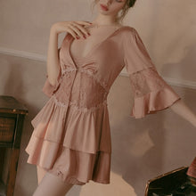 Load image into Gallery viewer, Sexy Pajamas Women&#39;s Sleepwear Suspenders Backless Underwear Side Split Nightdress Temptation Couple Dating Vintage Nightgowns