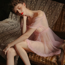 Load image into Gallery viewer, Sexy Pajamas Women&#39;s Summer Thin Transparent Tops Gauze Attractive Home Clothes Temptation Women Pajamas Set