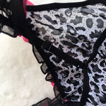 Load image into Gallery viewer, Sexy Pajamas for Women Leopard Cardigan Sling Skirt Thong 2 Piece Set Adult Sexy Lingerie Ladies Lace Perspective Night Skirt