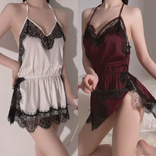 Load image into Gallery viewer, Sexy Pijamas Night Dress Women Lace Lingerie Teen Girl Sleepwear Backless Jumpsuit Camisole Sleep Tops Satin Nightgown Summer