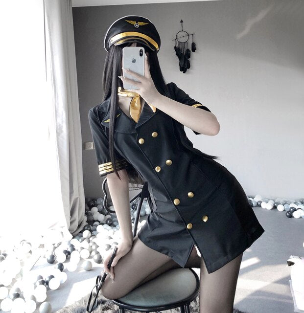 Sexy Policewoman Stewardess Uniform Cosplay Role Play Erotic Temptation Flight Attendant Costume Sex Police Japanese Lingerie