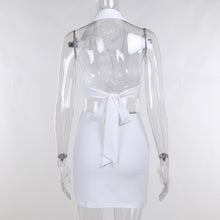 Load image into Gallery viewer, Sexy Polo-Neck Crop Tops Mini Skirts Set Women Backless High Waist Elastic Skirt Suits 2021 Summer Sports Casual Two Piece Sets