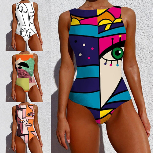Sexy Print One Piece Swimsuit 2023 New Female Sport Swimwear Bodysuit Women Backless Push Up Bathing Suit Beachwear Dropshipping