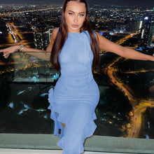 Load image into Gallery viewer, Sexy Ruffles Fairy Dress Women Fashion Mesh See Through Mini Bodycon Dress 2023 Summer Irregular Beach Party Club Outfits