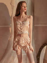Load image into Gallery viewer, Sexy Satin Pajama Set Women Sleepwear Lingerie Sling Sleep Tops High Waist Shorts 2PCS Pyjama Femme Perspective Pijama