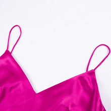 Load image into Gallery viewer, Sexy Satin V Neck Backless Maxi Dress Women Sleeveless Spaghetti Strap Side Split Elegant Dress 2020 Fashion Streetwear Vestidos