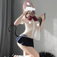 Load image into Gallery viewer, Sexy Schoolgirl Lingerie Kawaii Student Uniform Erotic Fresh Cute College Style Costumes Bow Collar Pleated Skirt Cosplay Suits