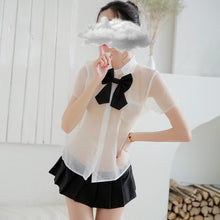 Load image into Gallery viewer, Sexy Schoolgirl Lingerie Kawaii Student Uniform Erotic Fresh Cute College Style Costumes Bow Collar Pleated Skirt Cosplay Suits