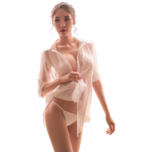 Load image into Gallery viewer, Sexy See Through Erotic Blouse Women sexy sleepwear loose V-neck shirt Thin Transparent Sleep Tops