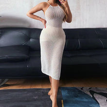 Load image into Gallery viewer, Sexy See Through Party Beach Dress Women Holiday Backless Halter Cover Ups Bikini Mini Dresses Summer Beachwear Vacation Outfits