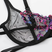 Load image into Gallery viewer, Sexy Sensual Lingerie Women Underwear Floral Embroidery Erotic Lingerie Bra and Brief Set Lace Transparent Female Underwear