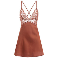 Load image into Gallery viewer, Sexy Silk Nightdress Women Satin Stitching Home Suspender Skirt Bride Bridesmaid Wedding Gift New Lace Nightgown Kimono Bathrobe