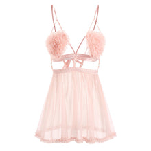 Load image into Gallery viewer, Sexy Sleepwear Female Summer Thin Suspender Strap Night Dress Short Back Sexy Home Clothes with Panty Nighty Sleepshirts