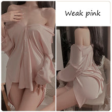 Load image into Gallery viewer, Sexy Sleepwear Lingerie Robe Pajamas Dress Women Home Wear Nightgown Silk Loose Long Sleeve Boyfriend Shirt Sleep Tops Nightwear