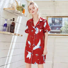 Load image into Gallery viewer, Sexy Sleepwear  Night Dress Sexy Lingerie Silk  Smooth  Comfortable Women Nightwear Girl  Summer Autumn