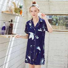 Load image into Gallery viewer, Sexy Sleepwear  Night Dress Sexy Lingerie Silk  Smooth  Comfortable Women Nightwear Girl  Summer Autumn