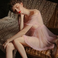 Load image into Gallery viewer, Sexy Sleepwear Summer Thin Section Tulle One-shoulder Short Skirt Temptation Home Service Nightgown Night Dress Nightgowns Women