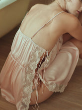 Load image into Gallery viewer, Sexy Sleepwear Women Embroidered Lace Straps Summer with Side Slits Sexy Lingerie Straps Nightdress Nightgown Dropshipping