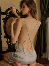Load image into Gallery viewer, Sexy Sleepwear Women Night Gowns Ice Silk Thin Lace Suspenders Nightdress Seduction Beauty Back 2022 New Vintage Nightgowns