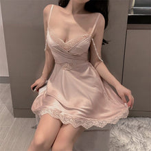Load image into Gallery viewer, Sexy Sleepwear Women Sling Nightdress Lace Pure Desire Temptation Cross Bandage Pajamas Emotional Underwear Dropshipping