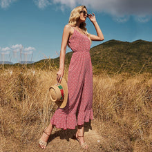 Load image into Gallery viewer, Sexy Sling Off Shoulder Backless Button Women Rompers High Waist Sleeveless Floral Print Casual Loose Streetwear Jumpsuits