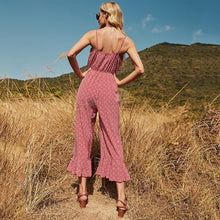 Load image into Gallery viewer, Sexy Sling Off Shoulder Backless Button Women Rompers High Waist Sleeveless Floral Print Casual Loose Streetwear Jumpsuits