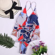 Load image into Gallery viewer, Sexy Solid Push Up One-piece Swimsuit Women 2021 New Multicolor Chest Belt Buckle Back Cross Beach Bathing Suits
