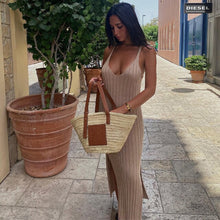 Load image into Gallery viewer, Sexy Spaghetti Knitting Maxi Dresses 2022 Summer Women Elegant V Neck Sleeveless Casual Dress Split Club Partywear Y2K Outfits