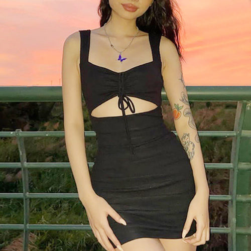 Sexy Spaghetti Strap Dress Summer Hollow Out Sleeveless Slim Women Vestido New Lady Bodycon Mini Dresses Mujer Clubwear