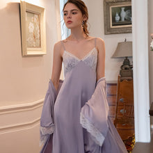 Load image into Gallery viewer, Sexy Spaghetti Strap Nighty&amp;Robe Set Silky Satin Nightgown Twinset Robe Suit Lace Kimono Gown Women Lounge Home Wear Autumn New