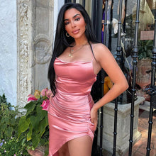 Load image into Gallery viewer, Sexy Spaghetti Strap Skinny Satin Wrap Dress Women Birthday Summer Fashion Elegant Party Casual Backless Tight Long Dresses