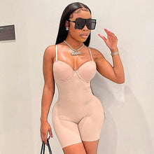 Load image into Gallery viewer, Sexy Streetwear Sling Tight High Waist Jumpsuit V Neck Backless Pure Apricot Women Clothing Elegance  Bodysuit 2022 Summer New