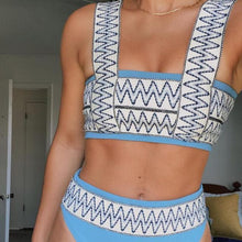Load image into Gallery viewer, Sexy Striped Swimsuit Two-Piece Suit High Waist Women Bandeau Swimsuit Push Up Bathing Suit Summer Beachwear Swimming Bikini Set