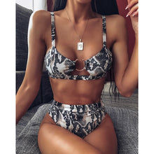 Load image into Gallery viewer, Sexy Swimsuit Women High Waist Bikini  Micro High Leg Swimming Suit for Bathing Suit Snake Print Swimwear Women 2020 Bikinis Set