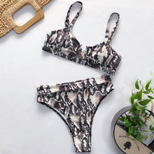 Load image into Gallery viewer, Sexy Swimsuit Women High Waist Bikini  Micro High Leg Swimming Suit for Bathing Suit Snake Print Swimwear Women 2020 Bikinis Set