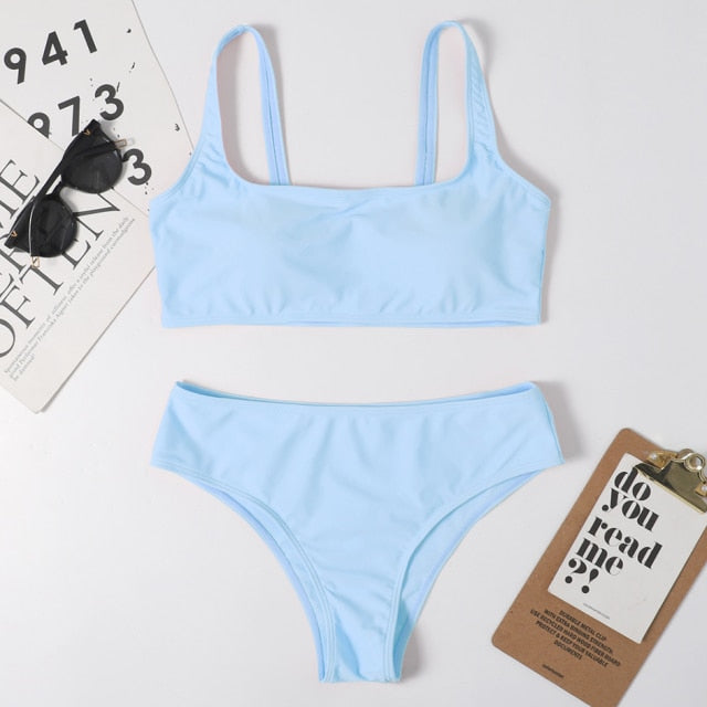 Sexy Swimsuit Women's Swimwear 2021 High Waist Bikini Black High Leg Bikinis Set Swimming Wear for Bathing Suit Woman Swimsuits